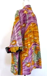 Next Generation Handmade, Fully Reversible Winter Kantha Jacket (Green/Gold/Purple)