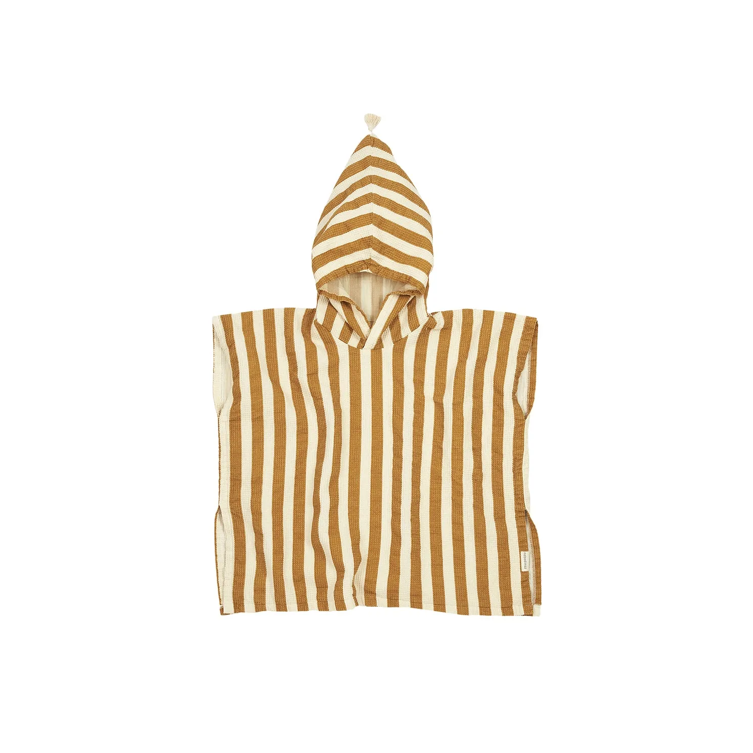 nobodinoz Portofino Poncho Muslin Lining Honey Stripes Waffle