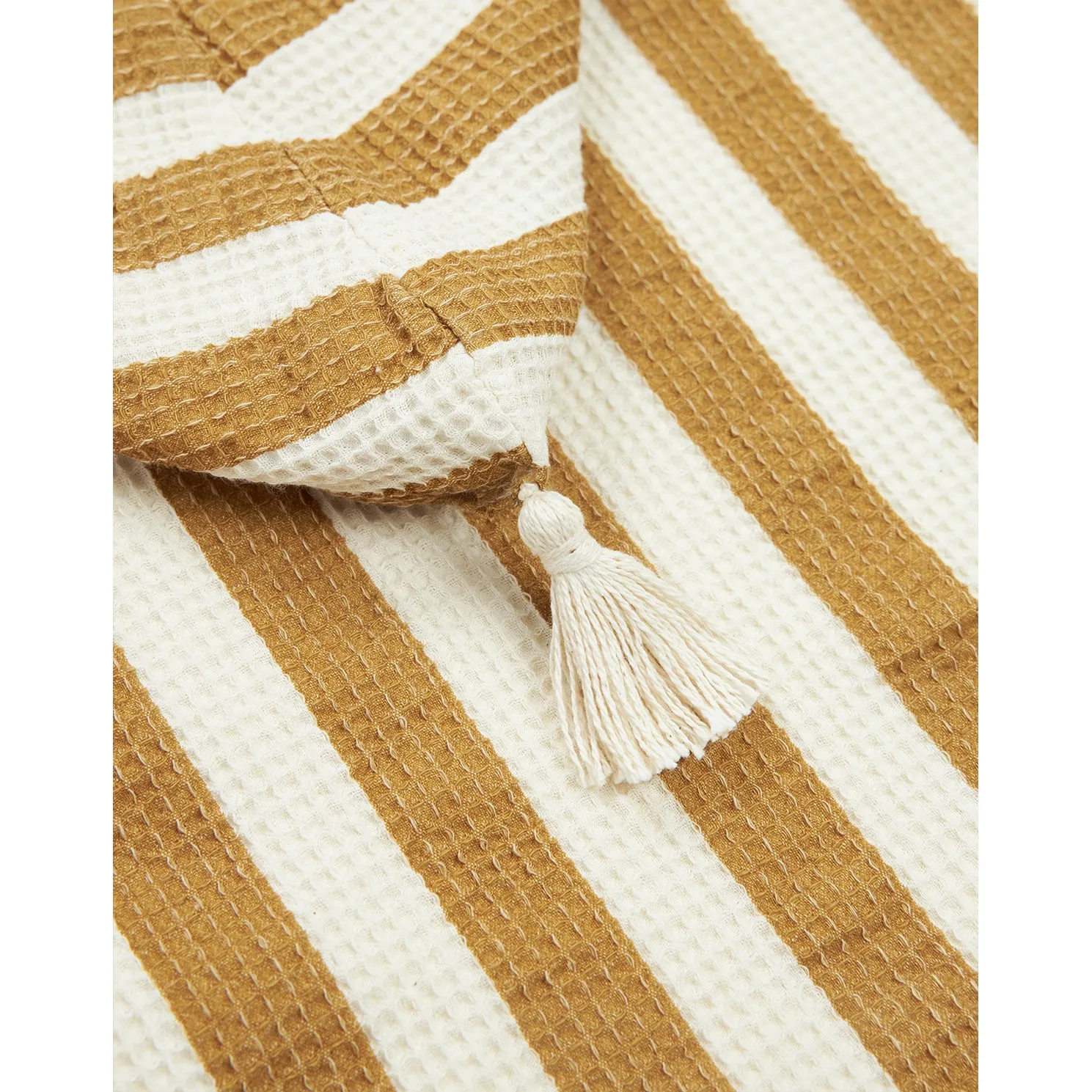 nobodinoz Portofino Poncho Muslin Lining Honey Stripes Waffle