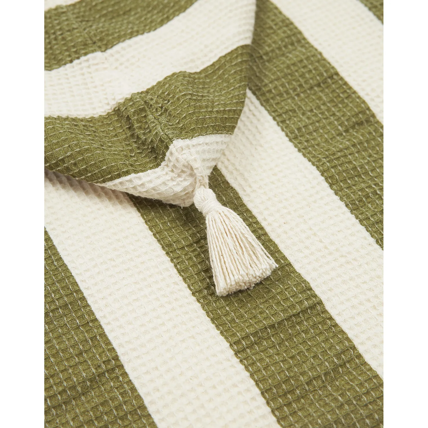 nobodinoz Portofino Poncho Muslin Lining Pistachio Stripes Waffle