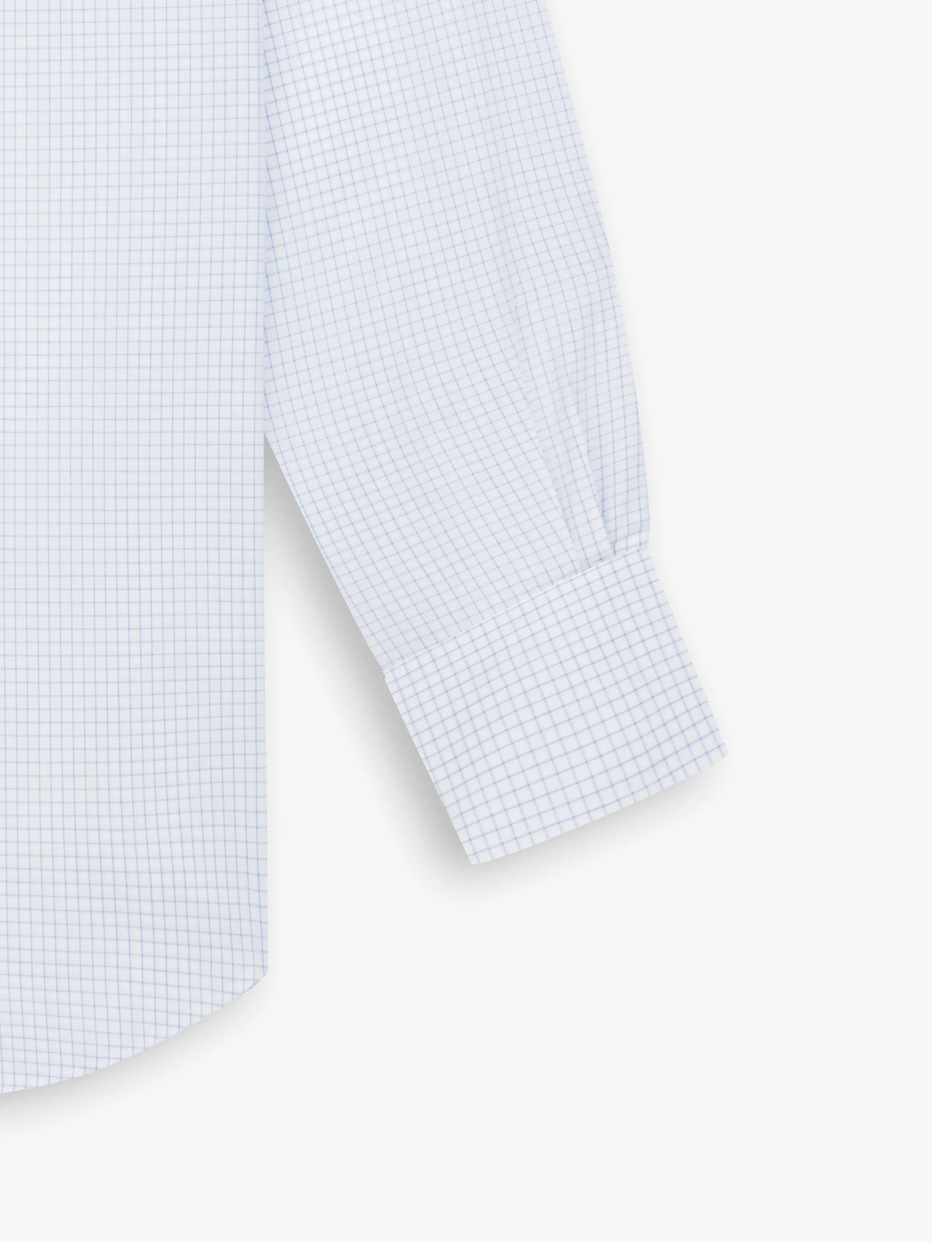 Non-Iron Blue Grid Check Twill Regular Fit Single Cuff Classic Collar Shirt