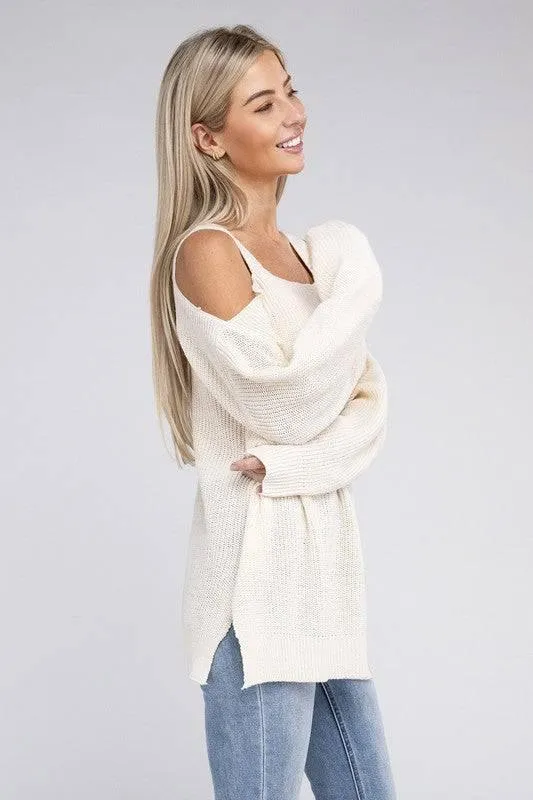 Open Shoulder Tunic Sweater