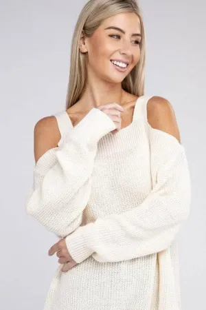 Open Shoulder Tunic Sweater