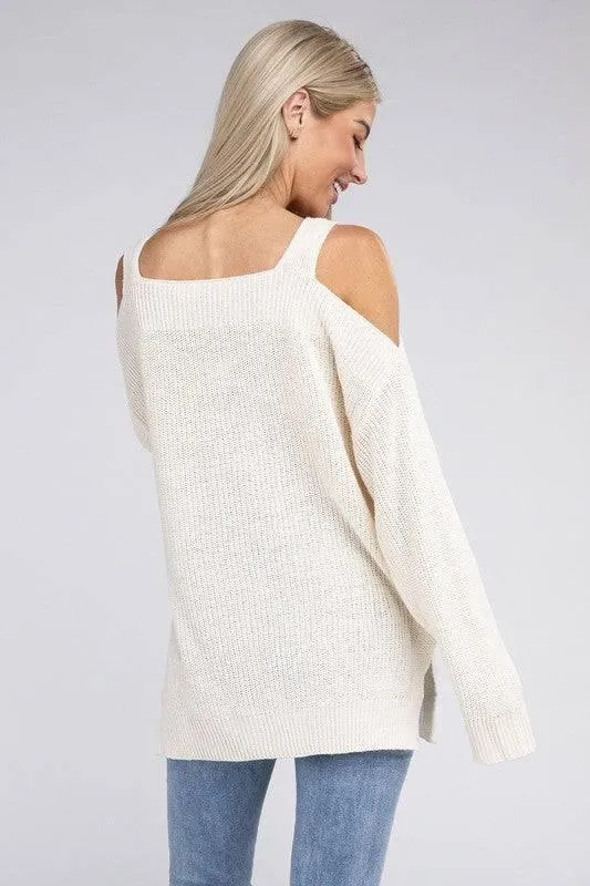 Open Shoulder Tunic Sweater