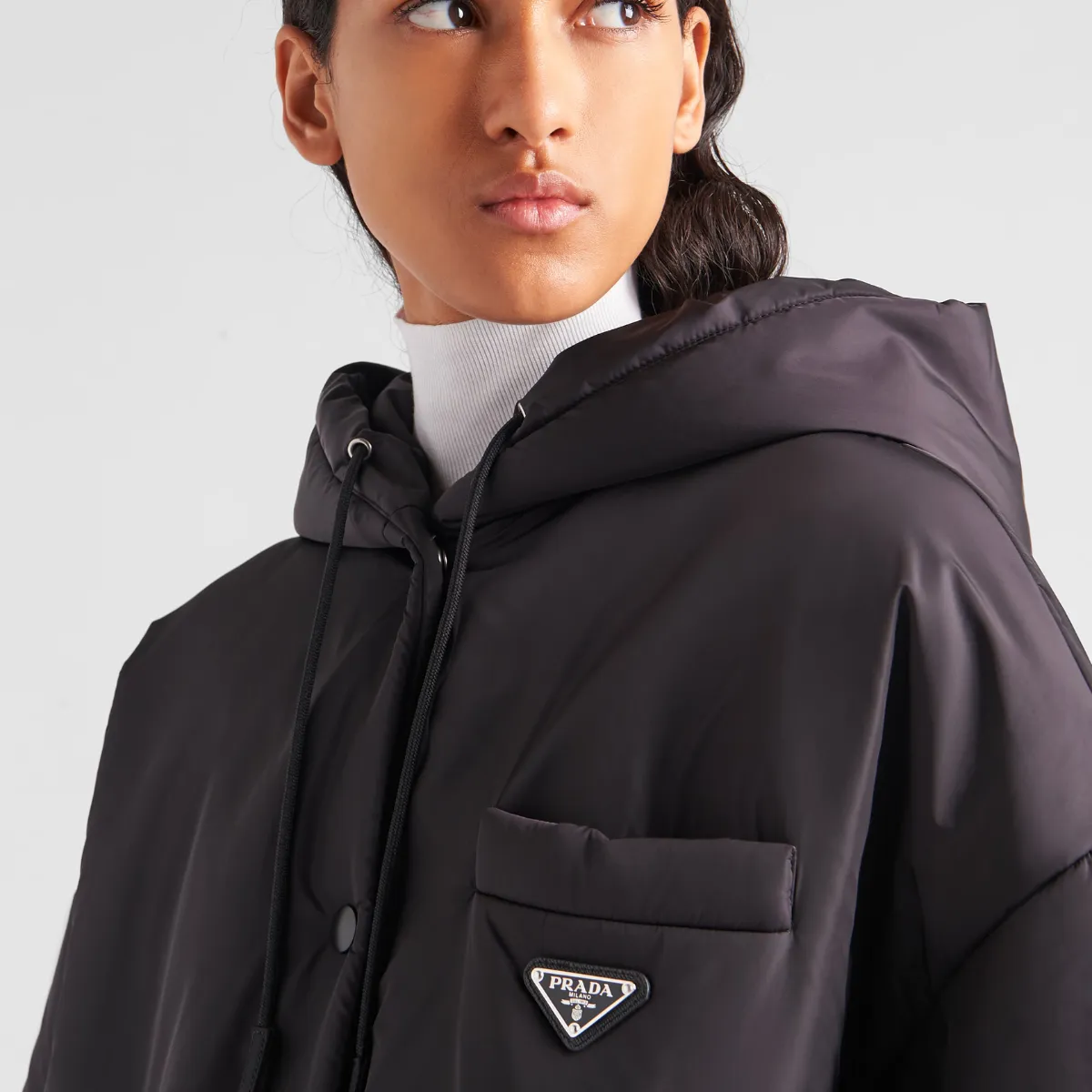 Oversized light Black Re-Nylon raincoat