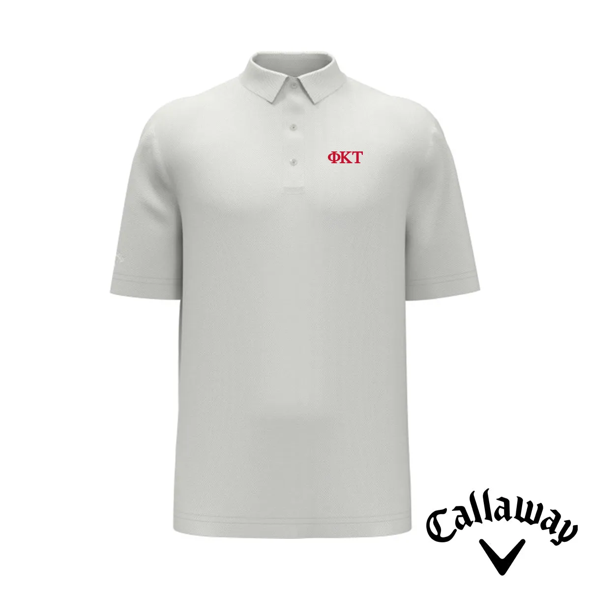 Phi Tau White Callaway Greek Letter Golf Polo