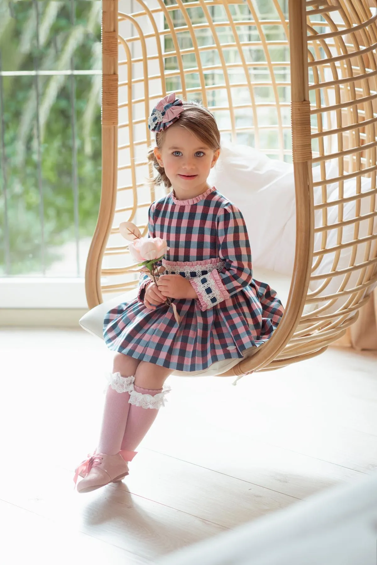 Pink Blue Checkered Dress