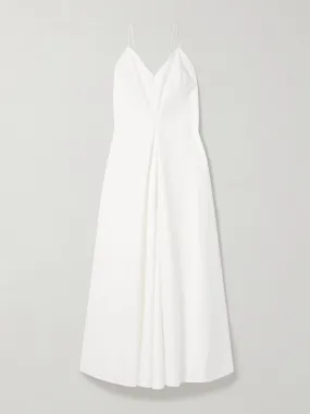 Pleated cotton-poplin midi dress