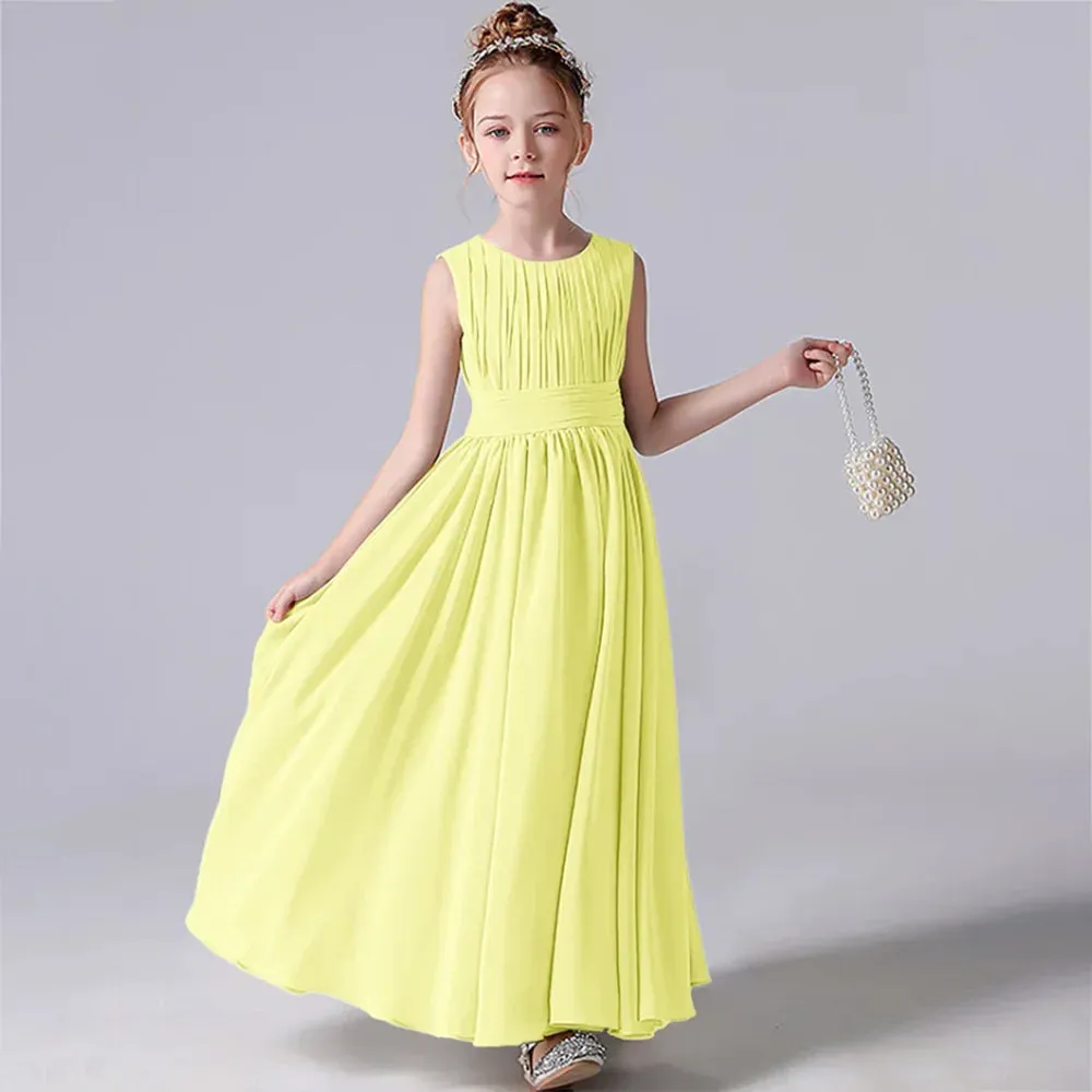 Pleated Flower Girl Dress with Sash Kids Wedding, Party, Pageant Gown