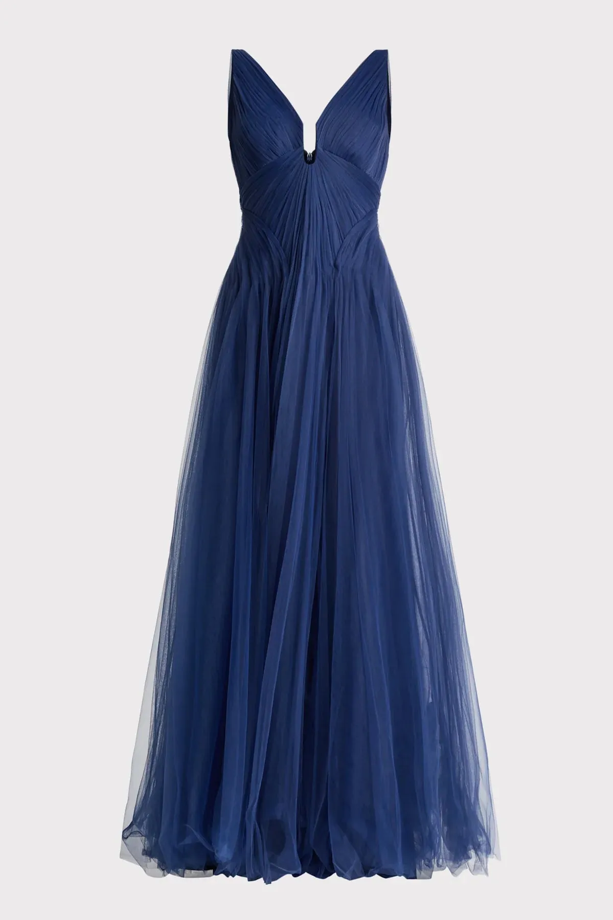 Pleated Tulle Gown - Dark Navy