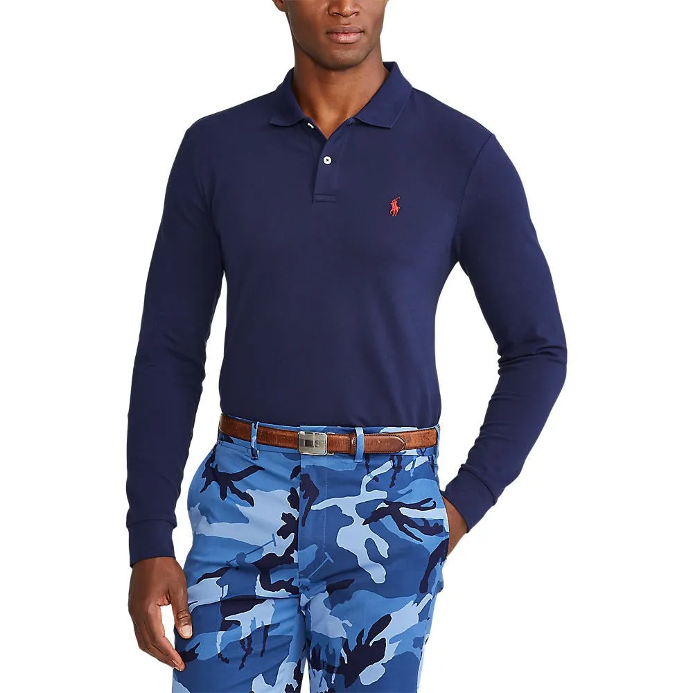 Polo Golf Ralph Lauren Cotton Pique Performance Long Sleeve Polo - French Navy/Red