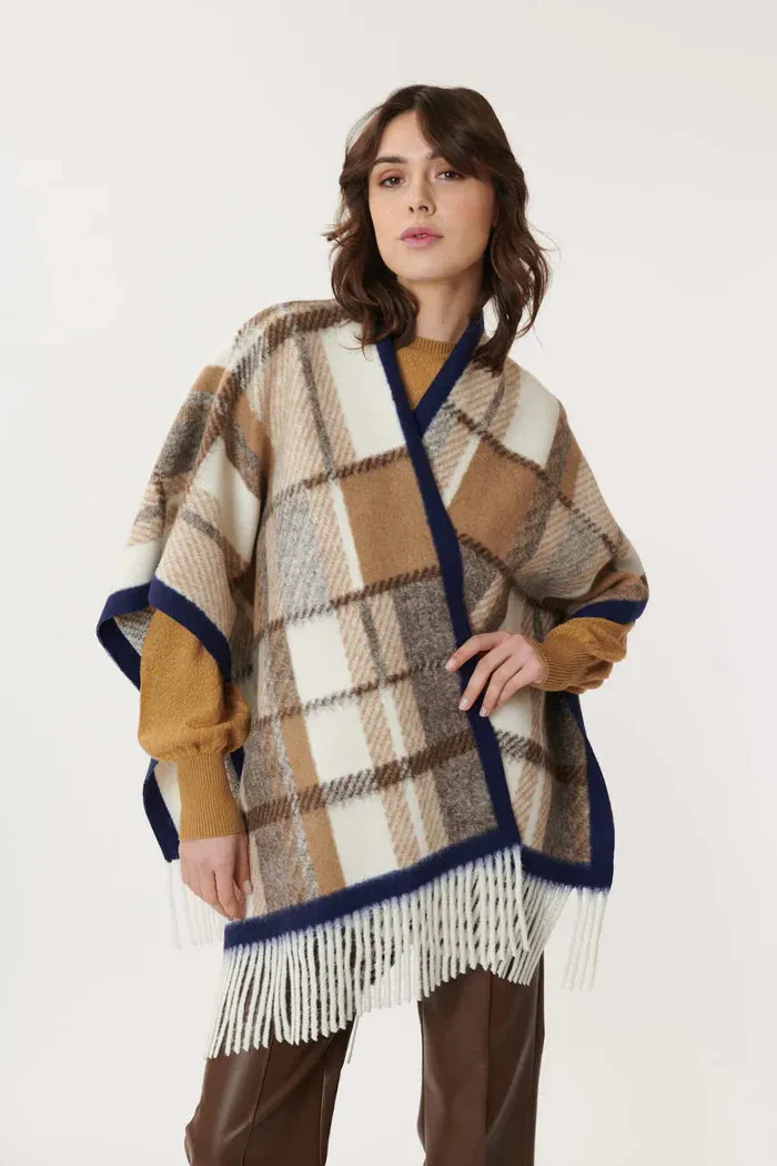 Pomme Plaid Poncho - Rust