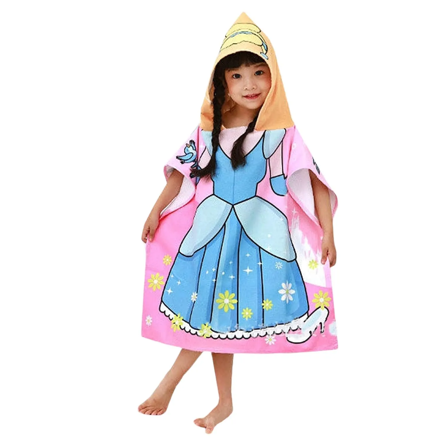 Princess Hooded Poncho Towel for Kids |Printed Cape Towels for Kids