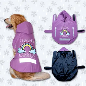 "Chasing Rainbows" Printed DryTech Dog Raincoat with Reflective Strips For Protection | Visibilitee Collection