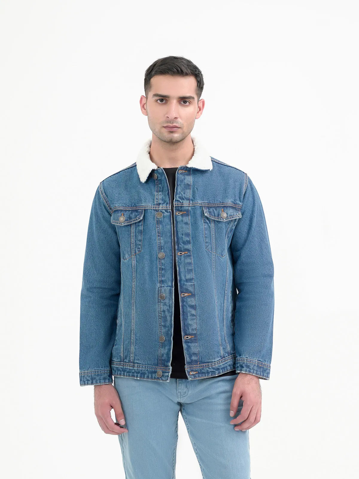 "FLORAS" Casual Sherpa Lining Denim Jacket