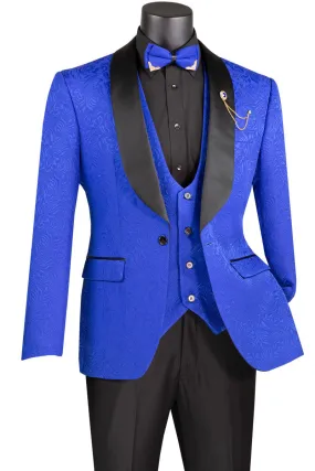 "Nico" Royal Blue Vinci 1-Button Shawl Tuxedo (3-Piece Set)