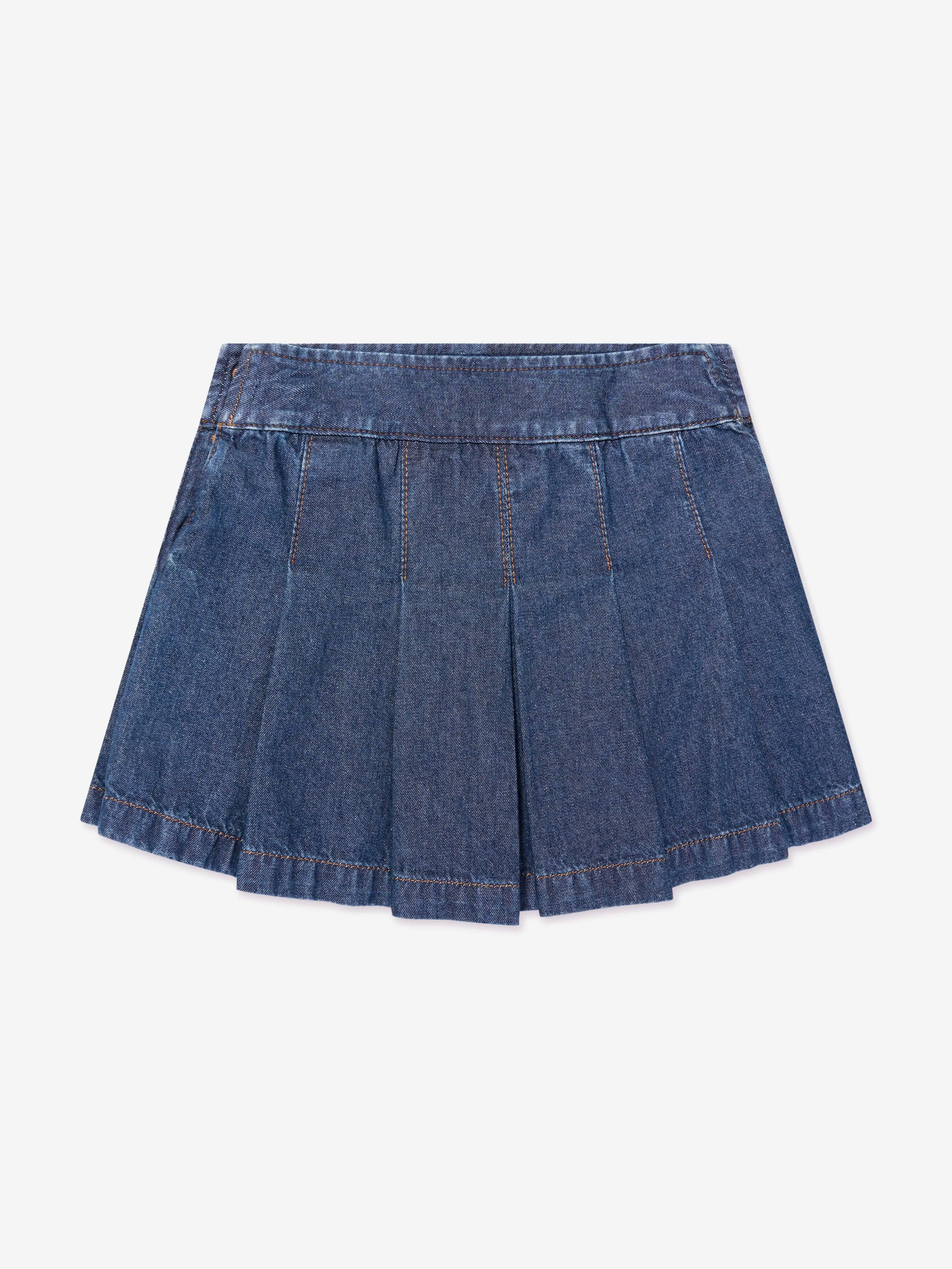 Ralph Lauren Girls Pleated A Line Skirt in Navy