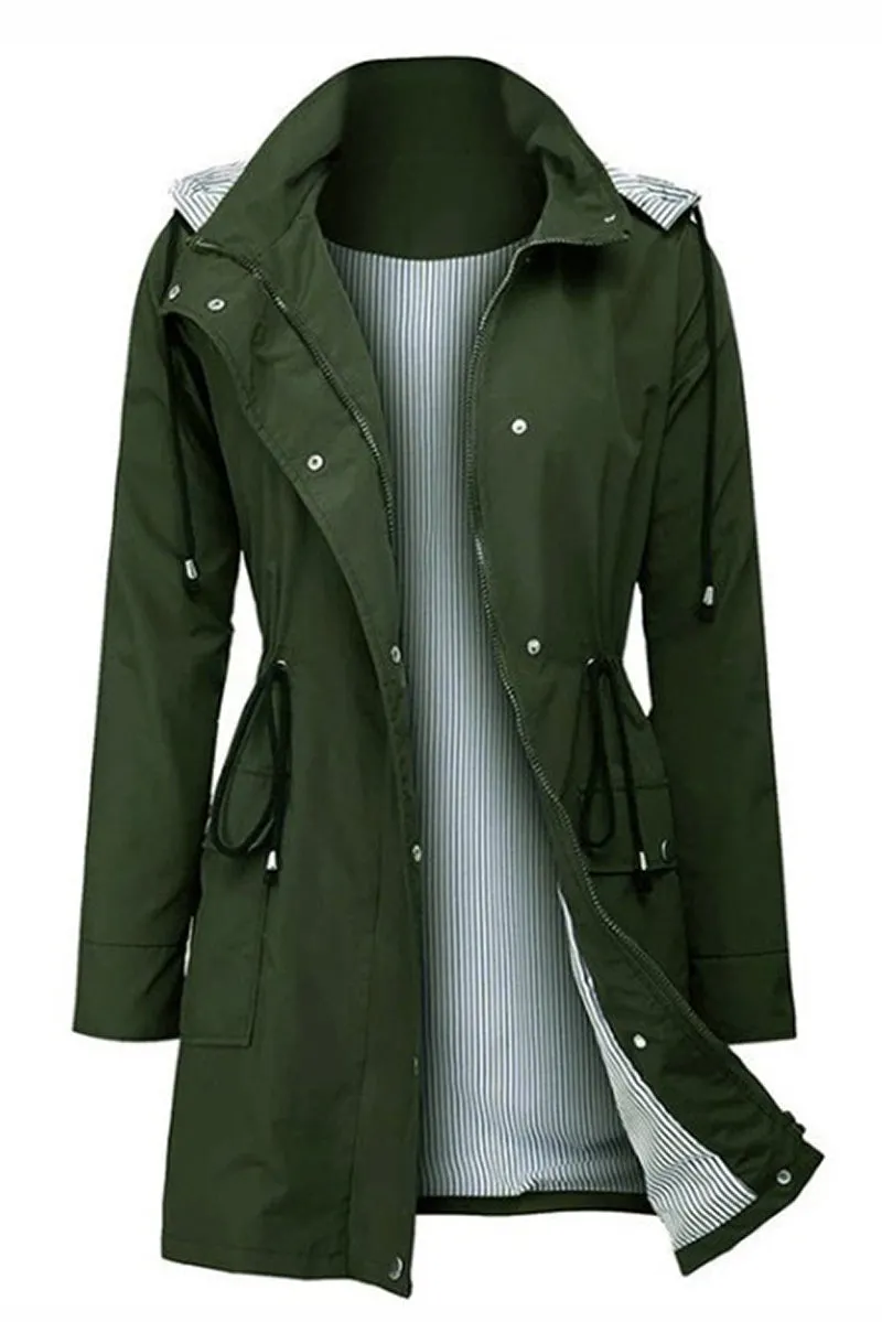 Sage - Striped Hooded Rain Jacket