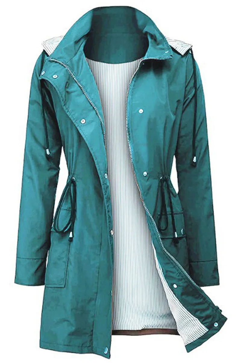 Sage - Striped Hooded Rain Jacket