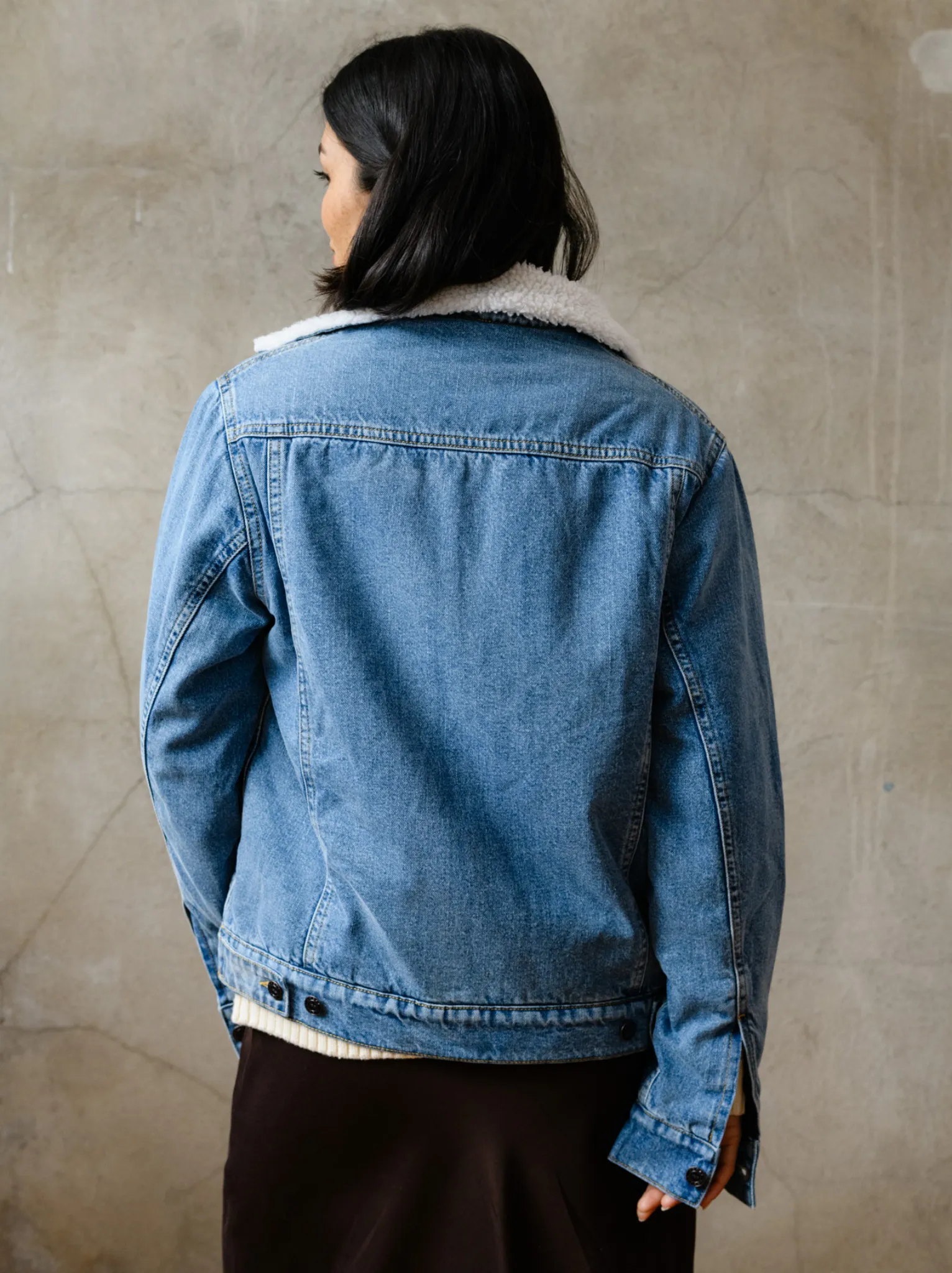 Shannon Sherpa Denim Jacket - Medium Indigo Wash