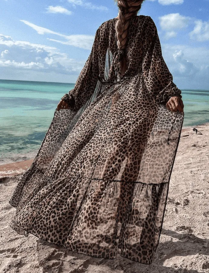 SHEER LEOPARD COVER UP