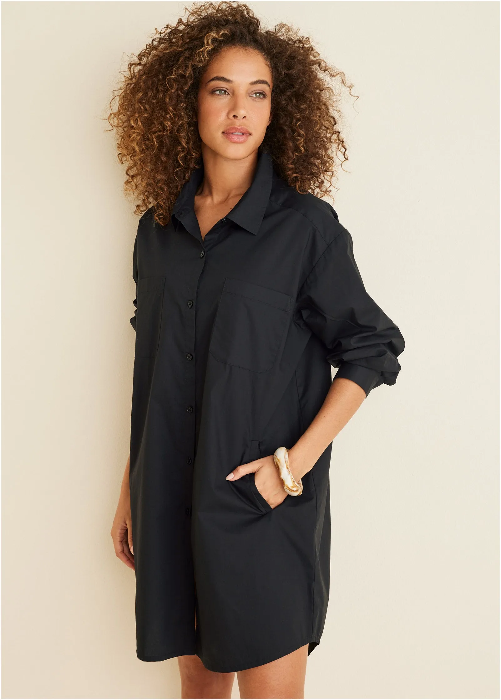 Shirt Dress - Black