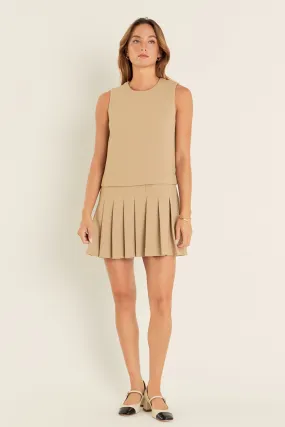 Sleeveless Pleated Mini Dress