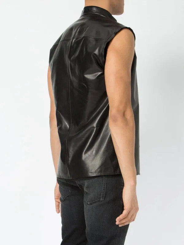 Soldier Sleeveless Leather Shirt