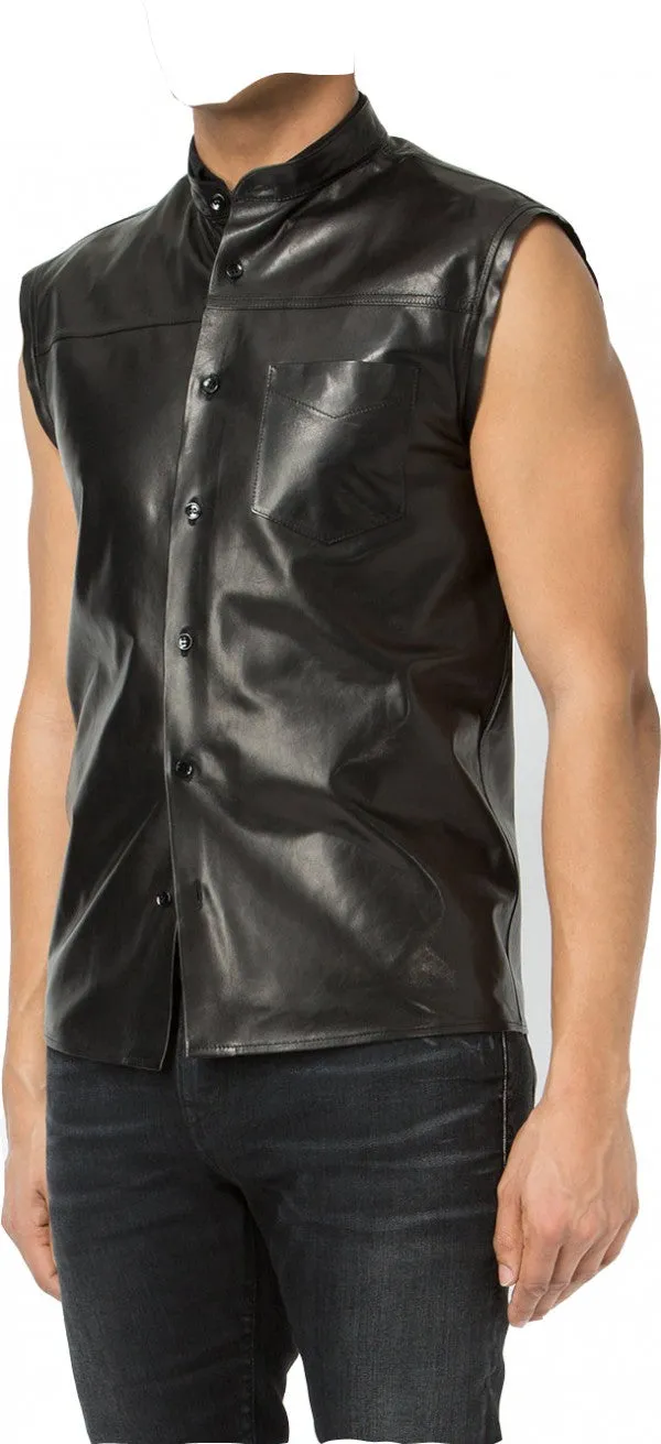 Soldier Sleeveless Leather Shirt