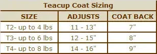 Teacup Precision Fit™ Dog Raincoat with Hood 4 LBS to 8 LBS