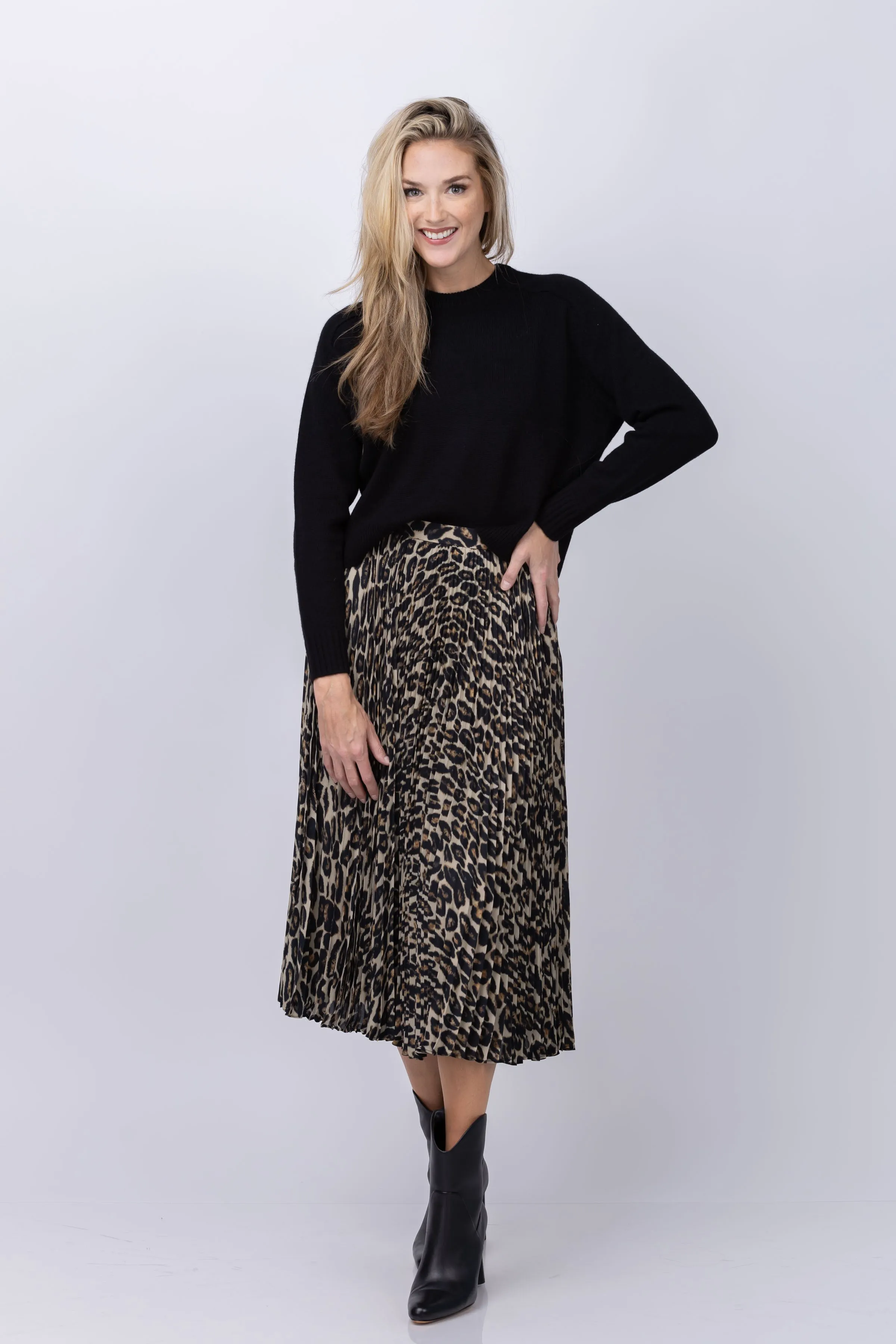 Theory Sunburst Midi Skirt in Beige Multi