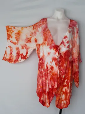 Tie dye Rayon Kimono Ice dye - size XXL - Angel Wings crinkle