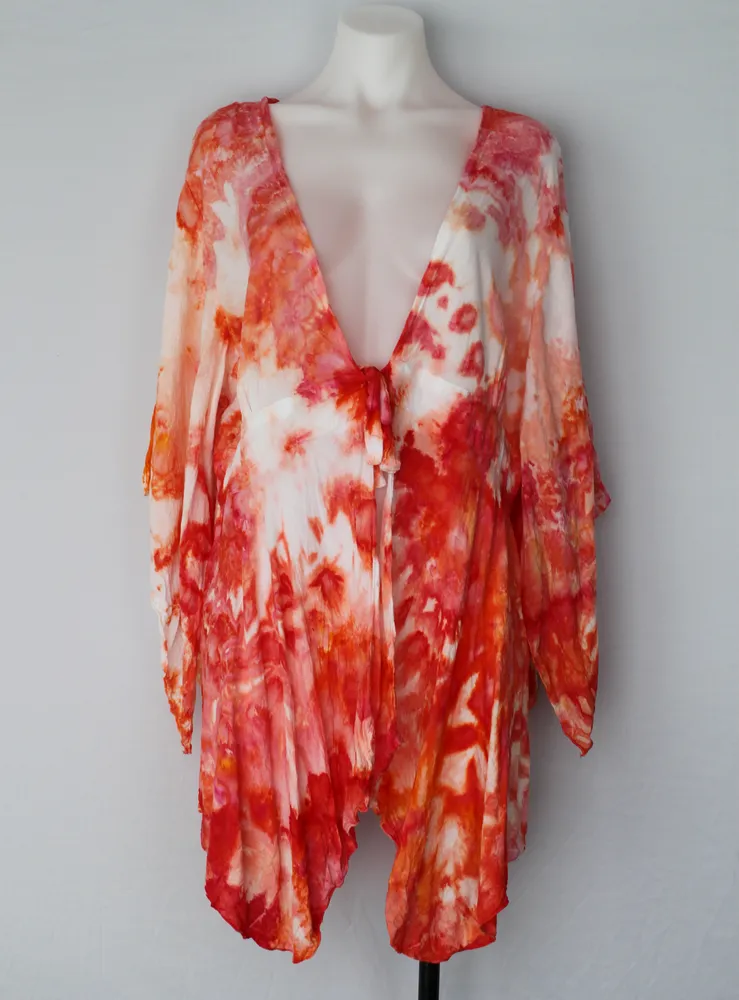 Tie dye Rayon Kimono Ice dye - size XXL - Angel Wings crinkle