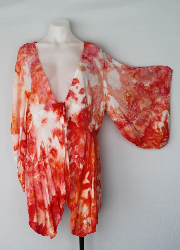 Tie dye Rayon Kimono Ice dye - size XXL - Angel Wings crinkle