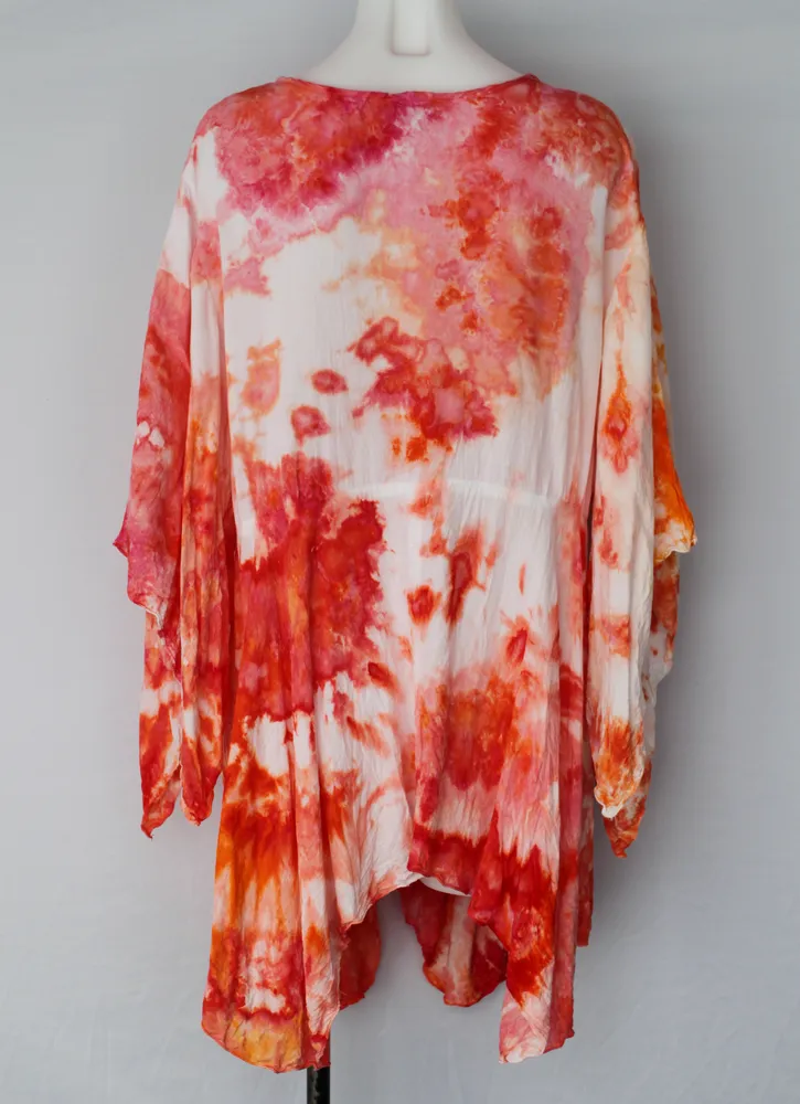 Tie dye Rayon Kimono Ice dye - size XXL - Angel Wings crinkle