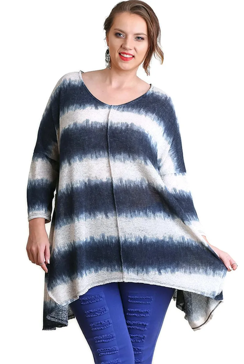 Tie Dye Striped Tunic, Navy