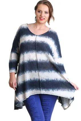 Tie Dye Striped Tunic, Navy