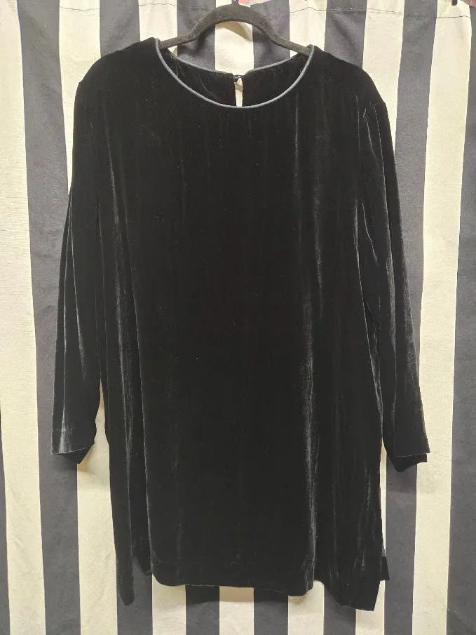 Vintage 90s Black Velvet Tunic Top