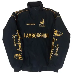 Vintage F1 Lamborghini Embroidery Print Motorsport Racing Jacket | Retro Racer Biker Jacket Apparel For Men Women