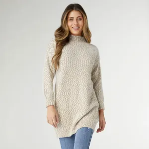 Wicklow Mock Neck Tunic Sweater - Oatmeal