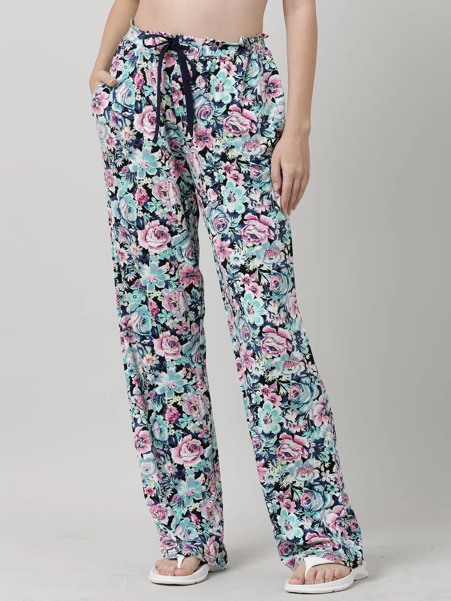 Women Green Floral Print Lounge Pants