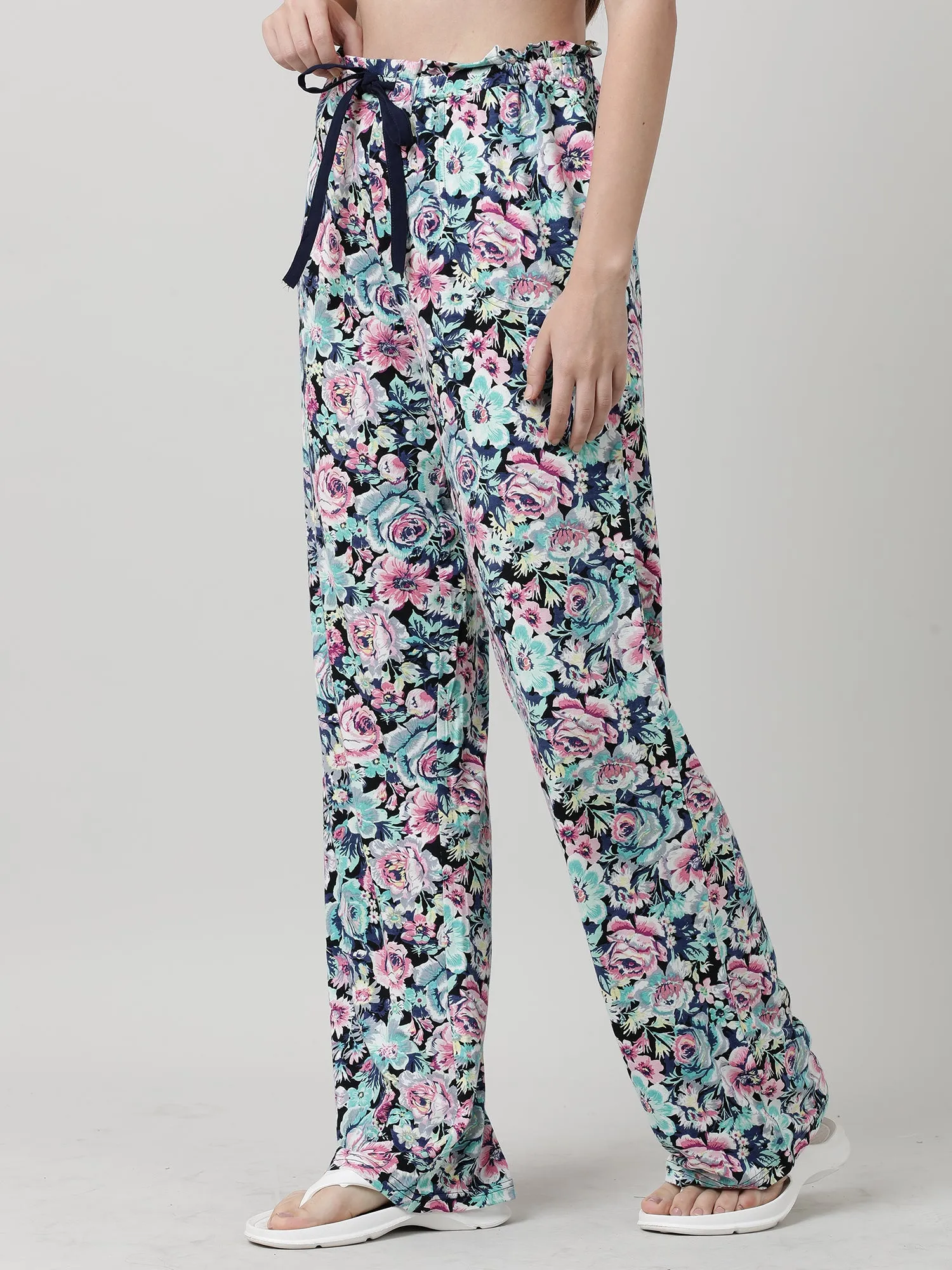 Women Green Floral Print Lounge Pants