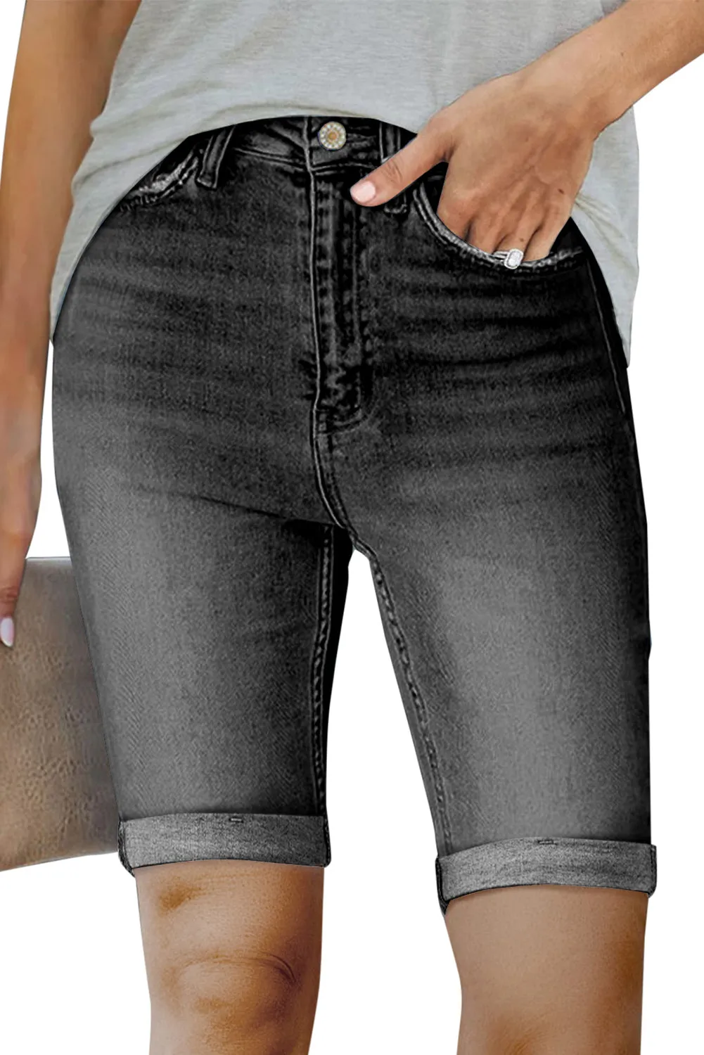 Women's Jeans Roll-up Edge Bermuda Short Jeans Denim Jeans Short