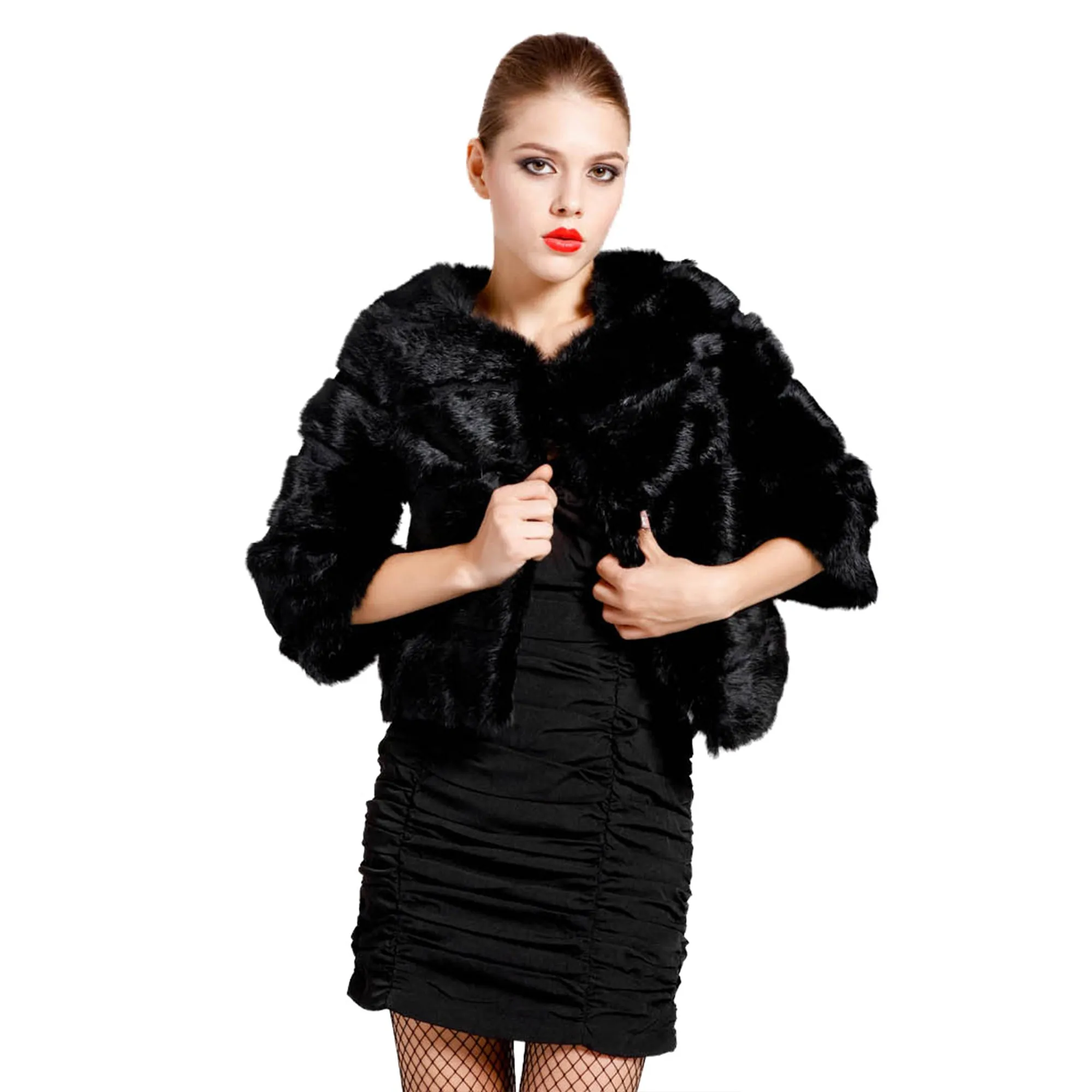 Women's Real Whole Rabbit Fur Coat Short Version Coat Fur Natural Coat 010138