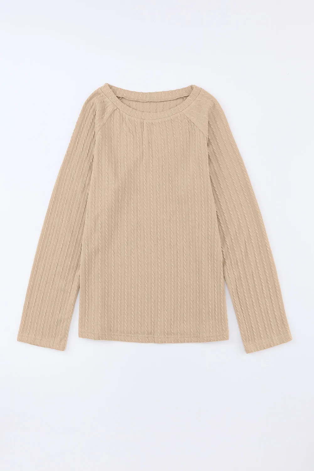 Women's Ribbed Round Neck Knit Long Sleeve Top