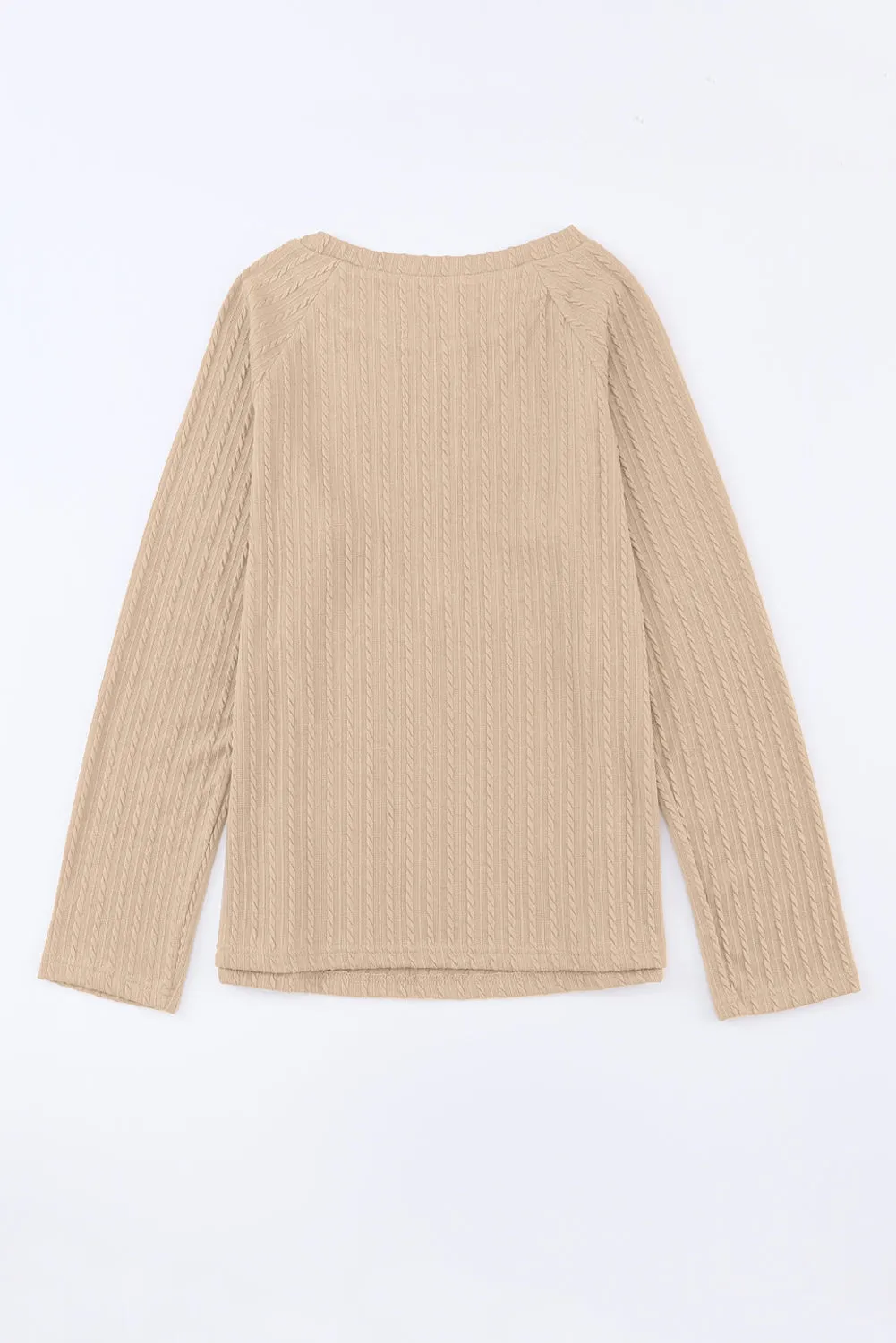 Women's Ribbed Round Neck Knit Long Sleeve Top