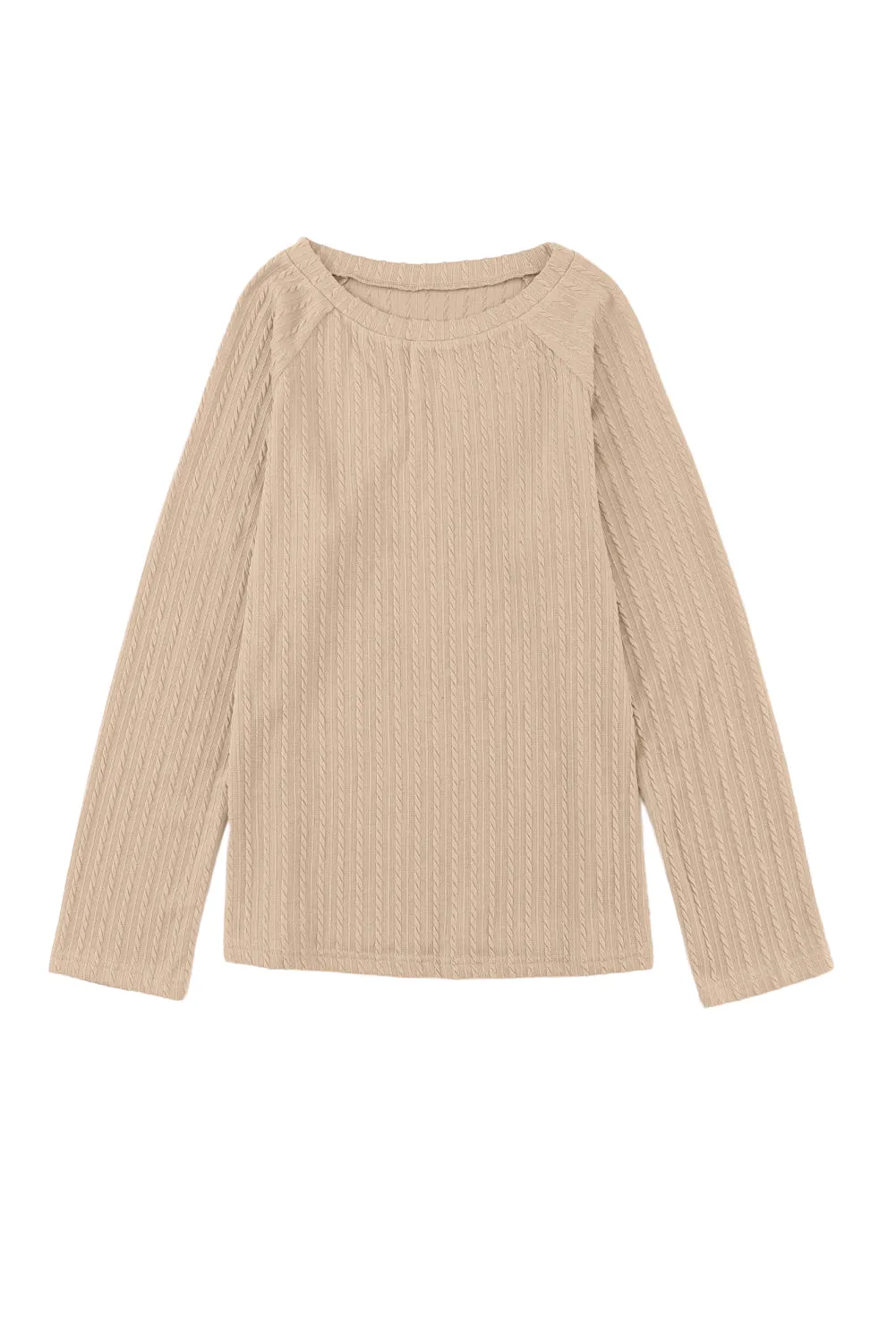 Women's Ribbed Round Neck Knit Long Sleeve Top