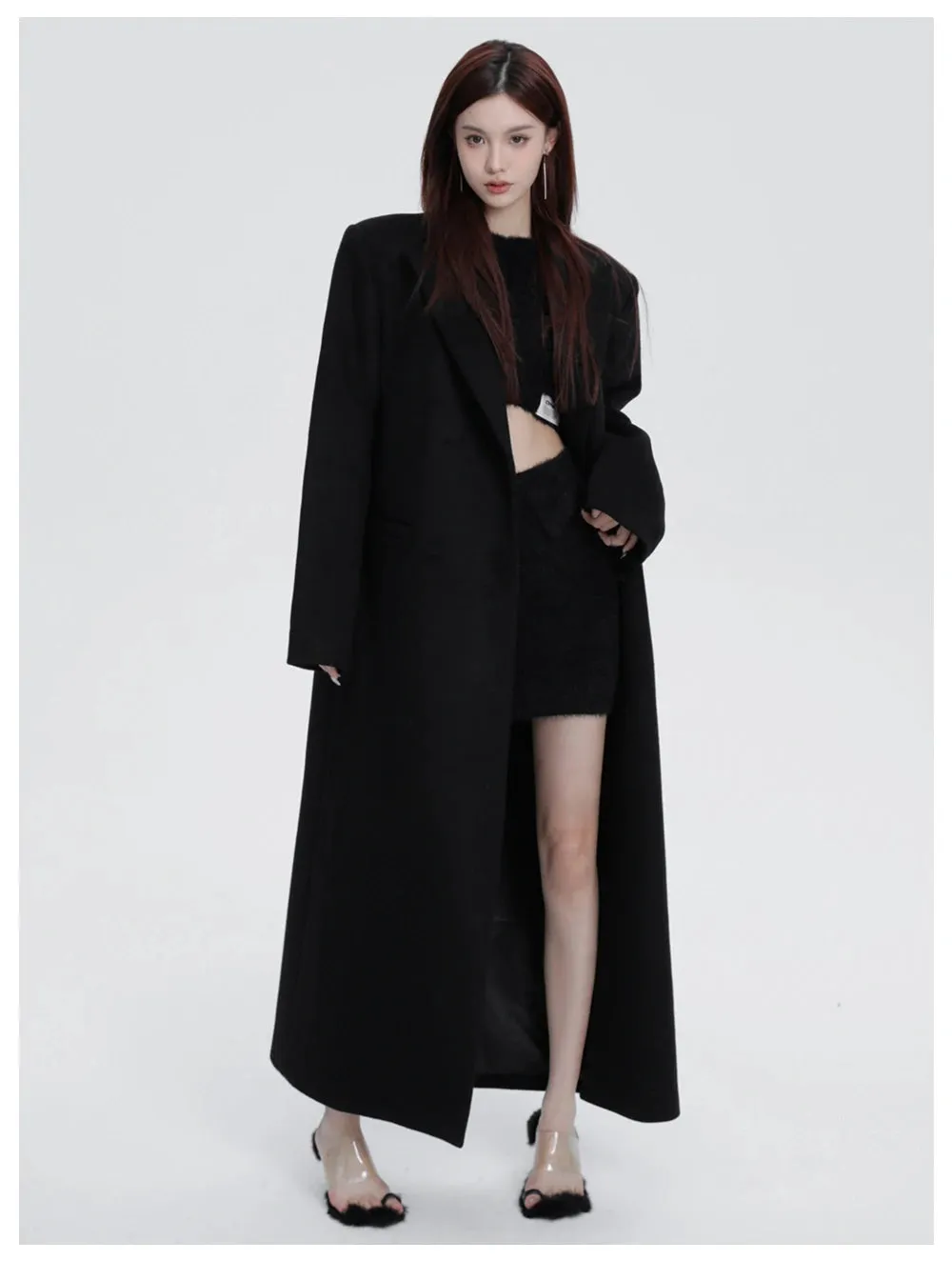 Women's Wool-Blend Extra Long Trench Coat