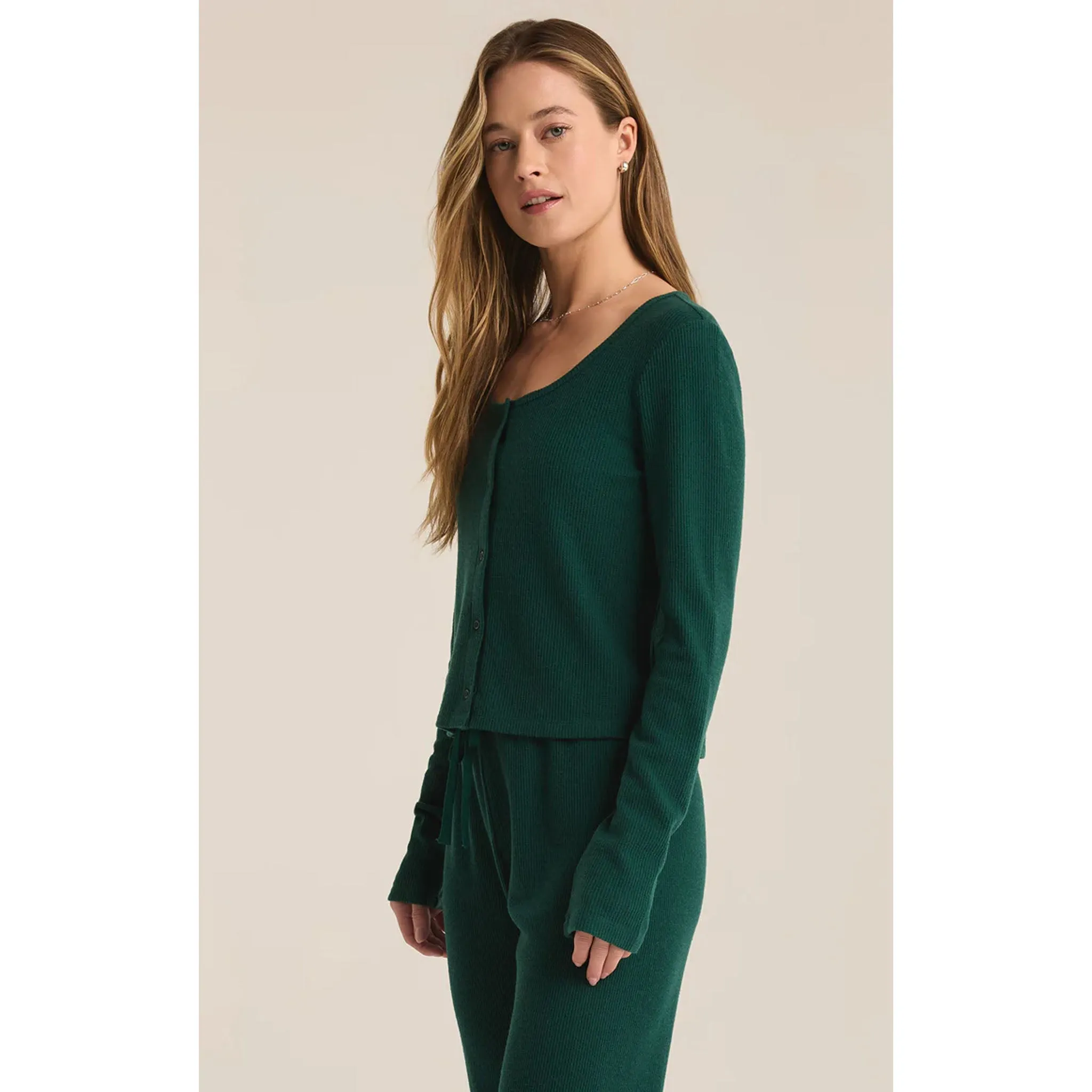 Z Supply Abigail Long Sleeve Top in Noble Fir