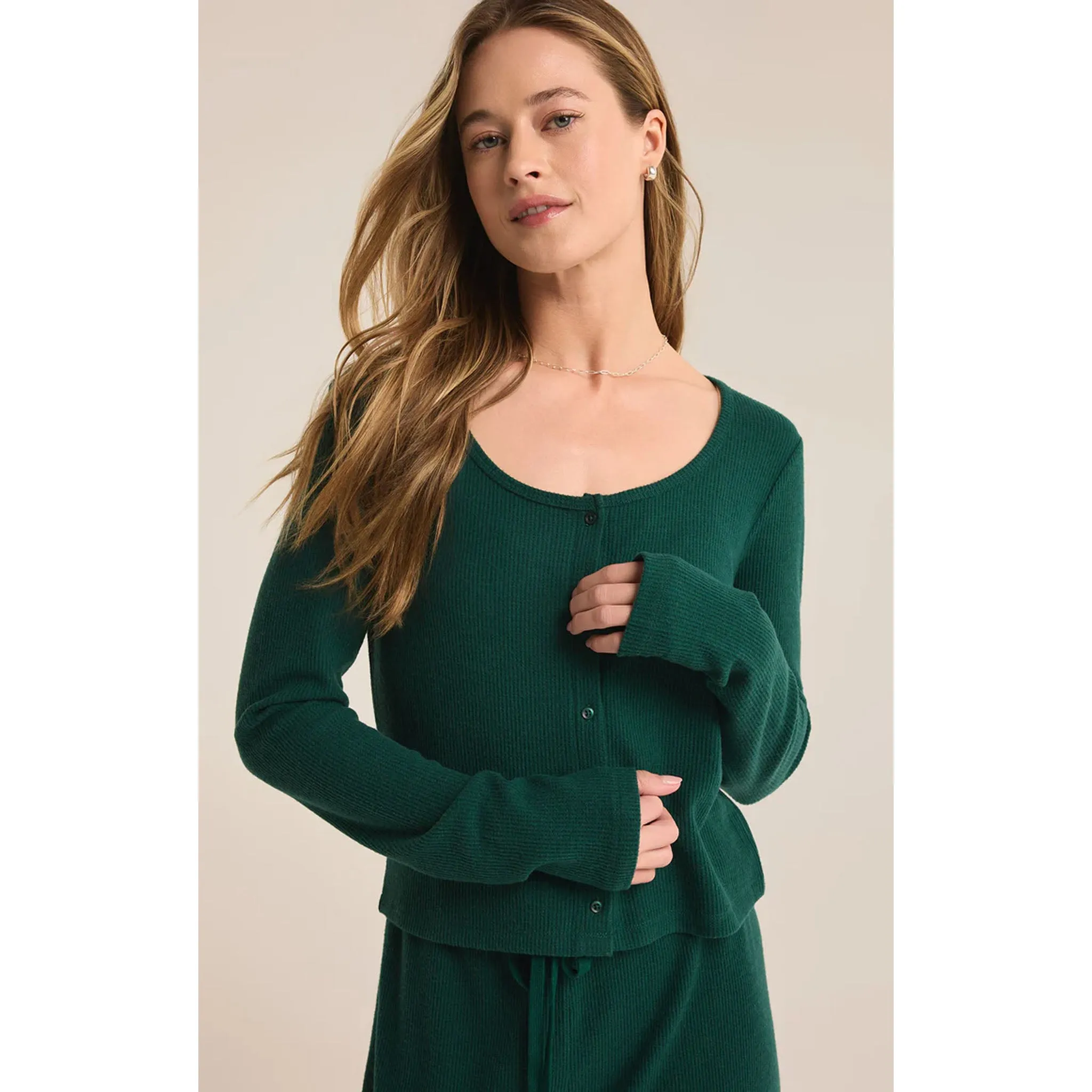 Z Supply Abigail Long Sleeve Top in Noble Fir